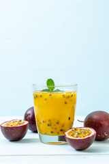 fresh and iced passion fruit juice