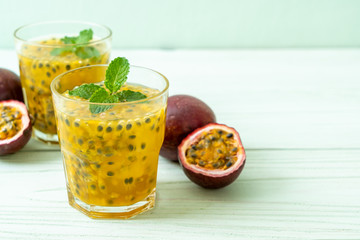 fresh and iced passion fruit juice