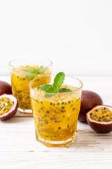 fresh and iced passion fruit juice