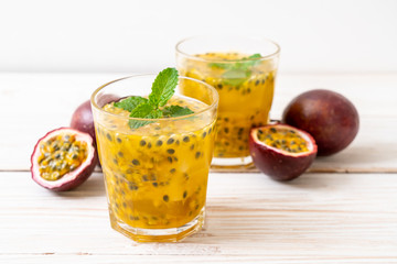 fresh and iced passion fruit juice