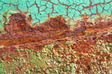 Colorful patterns and surface of rust on steel.