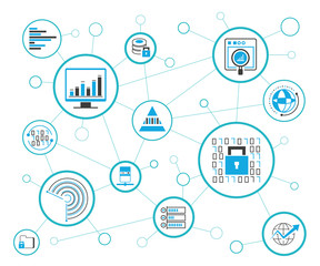 data analytics concept, information management concept, vector illustration