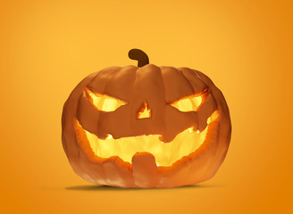 halloween pumpkin evil face 3d-illustration