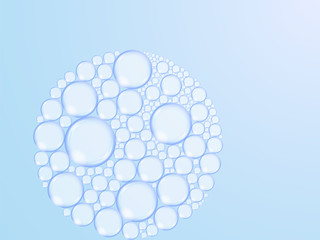 foam bubbles in the shape of a circle on blue background