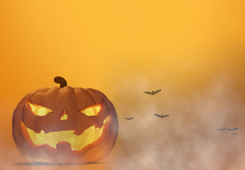 halloween pumpkin evil face 3d-illustration