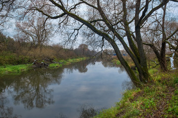 The Istra River near the city of Moscow in late autumn