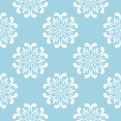 Blue and white floral seamless pattern