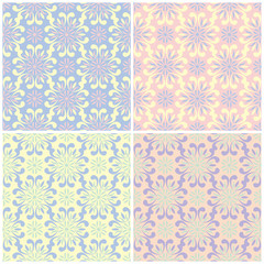 Set of faded colored seamless backgrounds with floral patterns