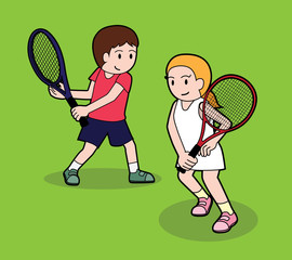 Tennis Pose Stroke Cartoon Vector Illustration 5