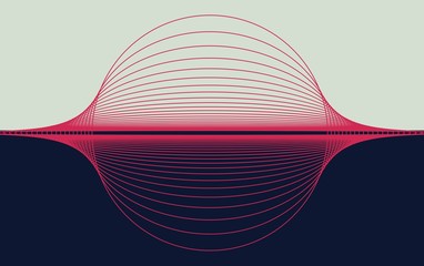 abstract illustration with horizon trapped in a bubble in red - 214554843