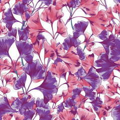 Purple Pink Jungle Seamless Vector Background