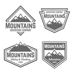 Mountains set of vector four vintage badges