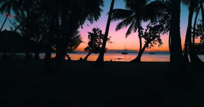 dream landscape with sunset, in french polynesie