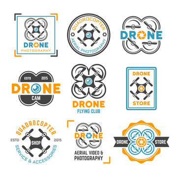 Drone or quadrocopter set of colored emblems