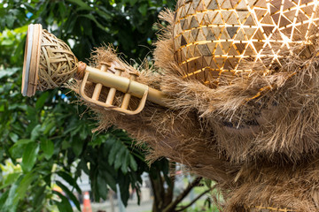 Nantou county, Taiwan, 27th of Feb., 2015 : Bamboo made into decoration in the shape of monkey making interesting moves.