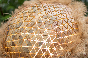  Nantou county, Taiwan, 27th of Feb., 2015 : Bamboo cut in triangle shape can lined in circle with some bamboo brushed into hair.