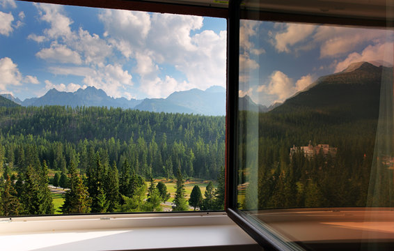 Fototapeta Slovakia nature mountain from window