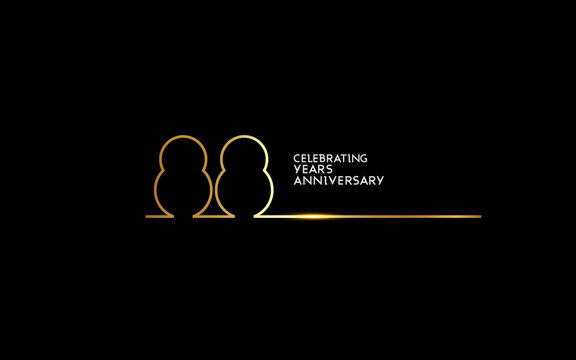 88 Years Anniversary logotype with golden colored font numbers made of one connected line, isolated on black background for company celebration event, birthday