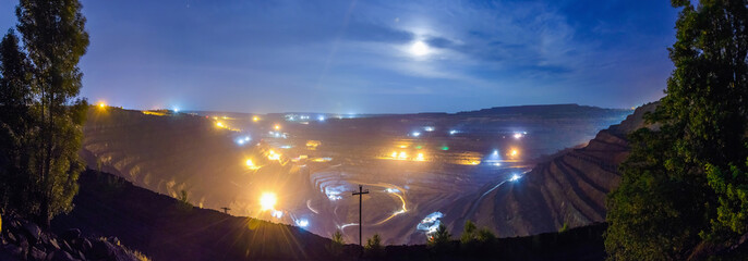 Night open pit panorama