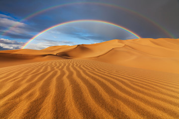 Beautiful sand dunes in the Sahara desert