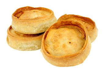 Traditional Scotch meat pies isolated on a white background