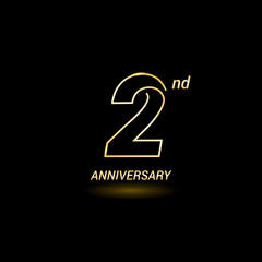 2 years golden line anniversary celebration logo design