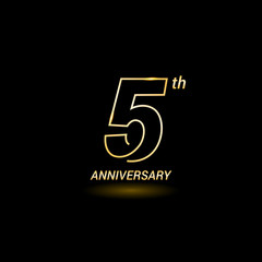 5 years golden line anniversary celebration logo design