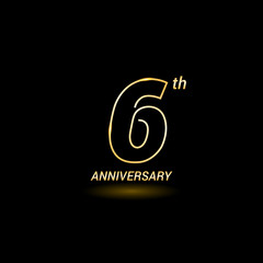 6 years golden line anniversary celebration logo design