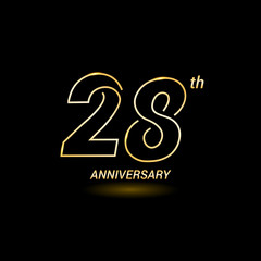 28 years golden line anniversary celebration logo design