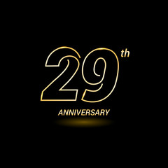 Fototapeta na wymiar 29 years golden line anniversary celebration logo design