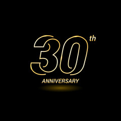 30 years golden line anniversary celebration logo design