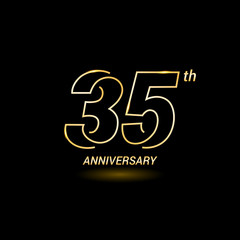 35 years golden line anniversary celebration logo design