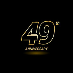 49 years golden line anniversary celebration logo design