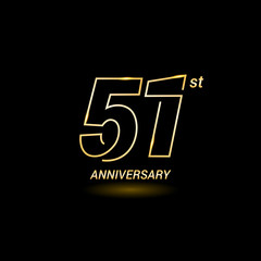 51 years golden line anniversary celebration logo design