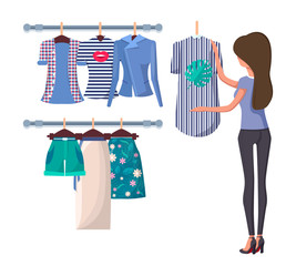 Pretty Woman Back View Shopping. Girl Going to Buy