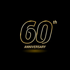 60 years golden line anniversary celebration logo design