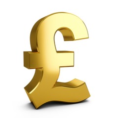 3D Rendering golden Pound Sign isolated on white background