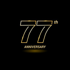 77 years golden line anniversary celebration logo design