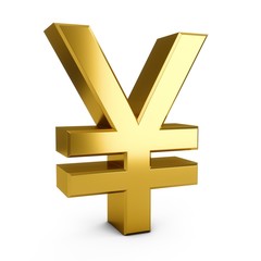 Obraz premium 3D Rendering golden Japanese yen Sign isolated on white background