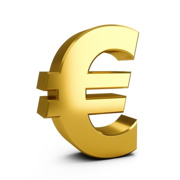 3D Rendering golden Euro Sign isolated on white background
