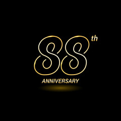 88 years golden line anniversary celebration logo design