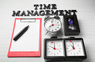Composition with different clocks, clipboard and phrase 