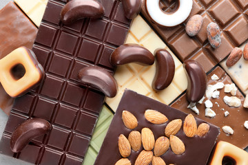 Delicious chocolate with candies