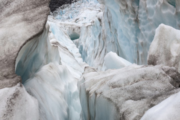 Deep crevice in Franz Josef Glacier, New Zealand.