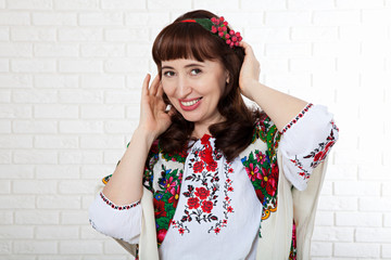 Portrait woman in the Ukrainian national clothes