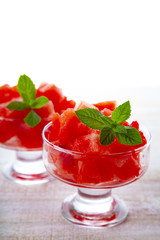 Pieces of watermelon and mint