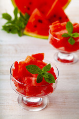 Pieces of watermelon and mint