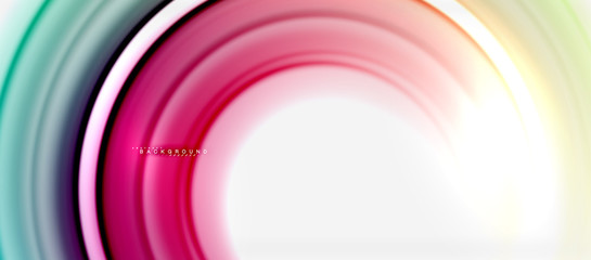 Rainbow fluid color line abstract background - swirl and circles, twisted liquid colours design, colorful marble or plastic wavy texture backdrop, multicolored template for business or technology