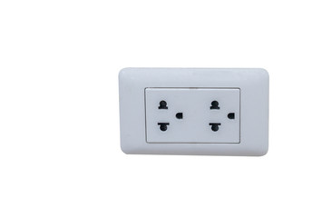 White electrical outlet on a white background with clipping path