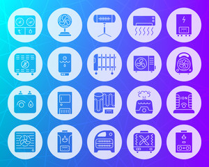 Hvac shape carved flat icons vector set